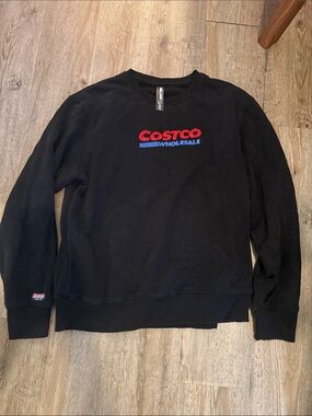 Kirkland Signature Black Crewneck Sweatshirt with Red & Blue Logo